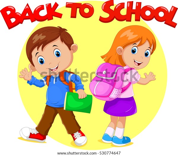 Boy Girl Going School Stock Image Download Now