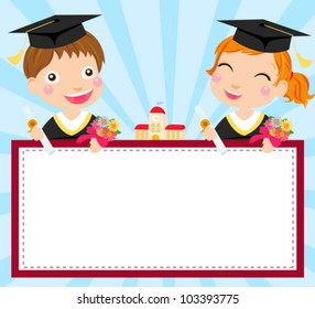  boy and girl graduate and frame
