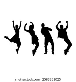 Boy and girl group dance vector.