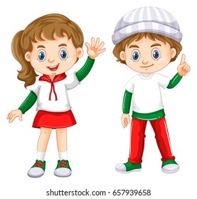 Boy and girl with happy face illustration