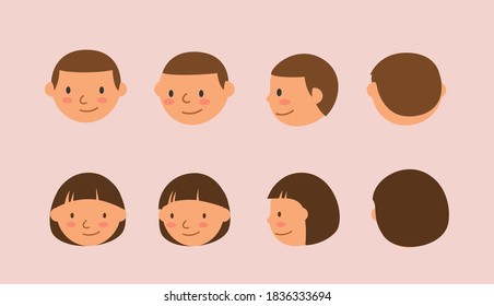 Boy and girl head in difference angle  