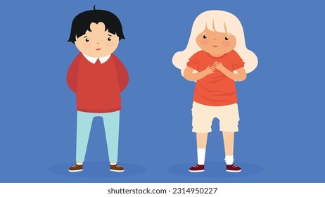 Boy and girl with heart attack. Vector illustration in flat style.