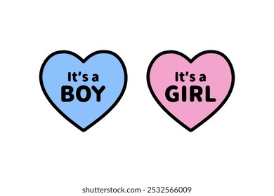 It's a boy and girl heart icon. Pregnancy, newborn baby, gender reveal, party celebration concepts. Colored outline decorative vector design isolated illustration.