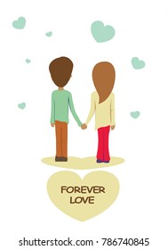 A boy and a girl hold hands, they love each other forever.