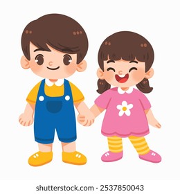 A boy and a girl are holding hands