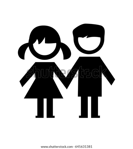 Boy And Girl Holding Hands Cartoon Black And White