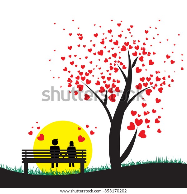 Boy Girl Holding Hands Sitting On Stock Vector (Royalty Free) 353170202 ...