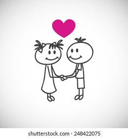 boy and girl holding hands(cartoon doodle)