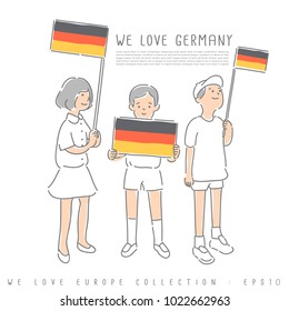 Boy and Girl Holding National Flag : Germany : Vector Illustration