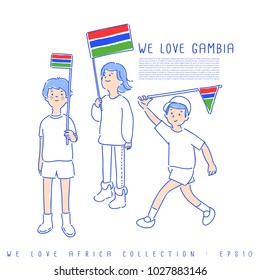 Boy and Girl Holding National Flag : Gambia : Vector Illustration
