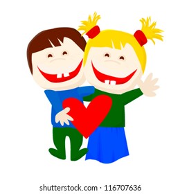 boy and girl hug