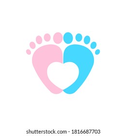 Boy or girl icon. Gender reveal concept. Childs footsteps. Family. Pregnancy. Vector on isolated white background. EPS 10