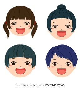 Boy and girl icon illustration set