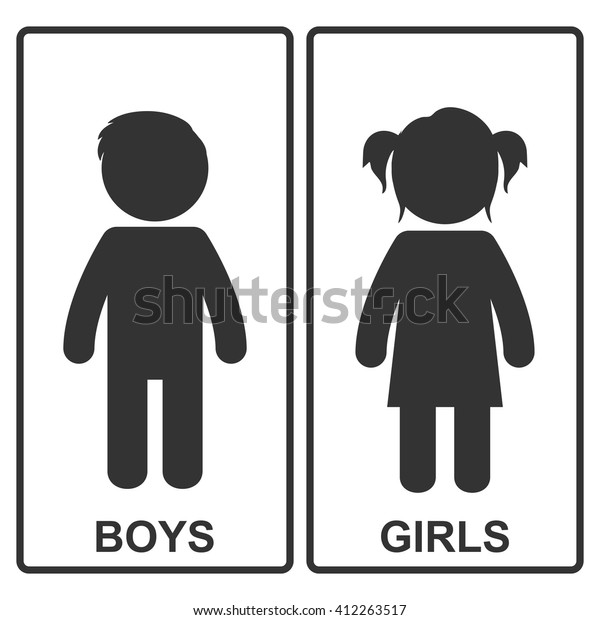 男の子と女の子のアイコン ベクターイラスト 男性と女性のトイレのシンボル 人のシルエット 白い背景に子ども トイレや浴室のステッカー 子ども の性別表示 のベクター画像素材 ロイヤリティフリー 412263517