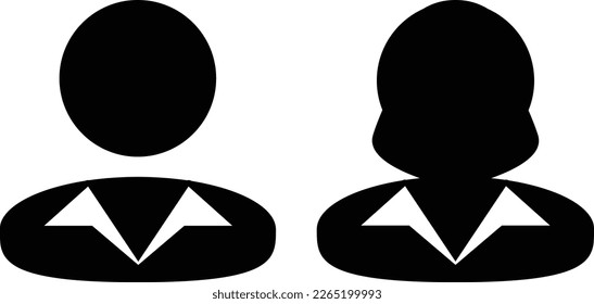 Símbolo de avatar de perfil de usuario de icono de chico y chica para negocios en un pictograma de glifo de color plano