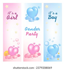 Boy or Girl invitation vertical templates set vector illustration design.