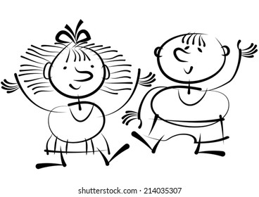 boy and girl isolated on white background