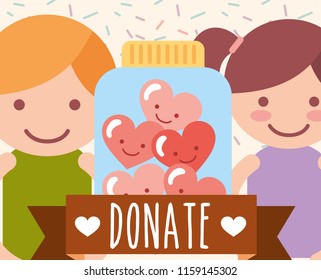 boy and girl jar glass hearts love donate charity image