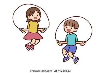 boy and girl jumping rope