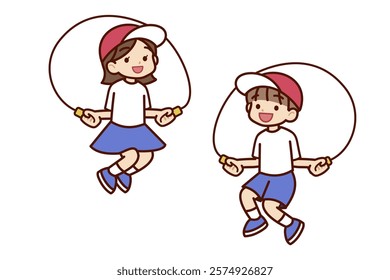boy and girl jumping rope
