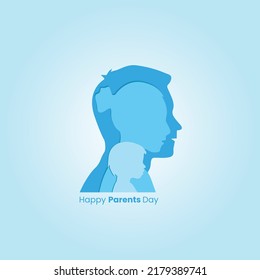 Boy, Girl and Kid silhouette represent Happy Parents Day.