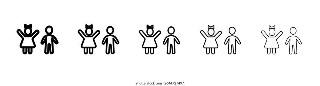 boy girl Kids Icon flat illustration set logo