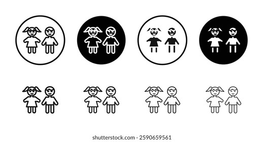 boy girl Kids Icon line art vector