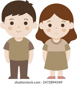 Boy and girl kids in school uniform vector illustration 