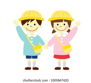 Boy and girl kindergarten children