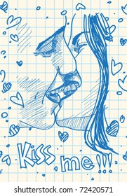 Boy and girl kissing.