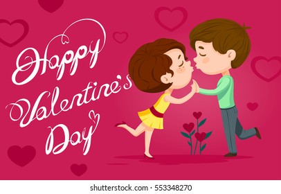 boy girl kissing happy valentines day