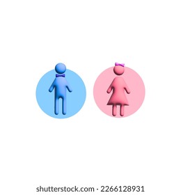 boy and girl ladies and gentleman symbol of a restroom. 3d render look alike icon