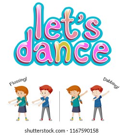 Boy and girl let's dance illustration