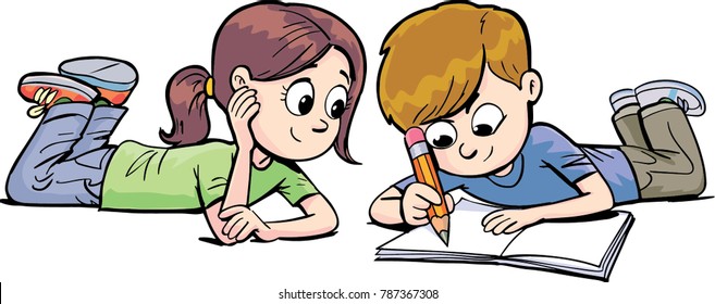 Ilustraciones, imágenes y vectores de stock sobre Niño Escribiendo ...