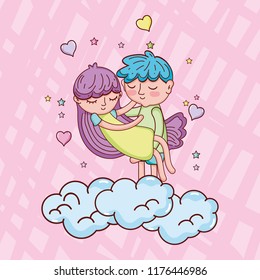 Boy and girl in love cartoons