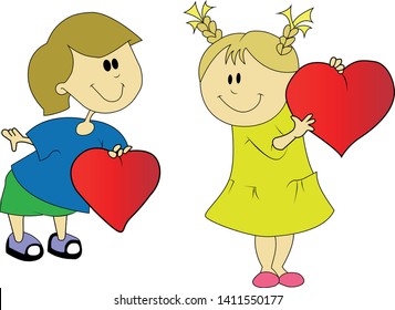 boy and girl love day heart illustration
