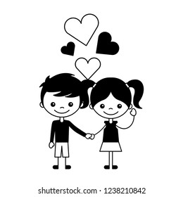 boy and girl love hearts cartoon