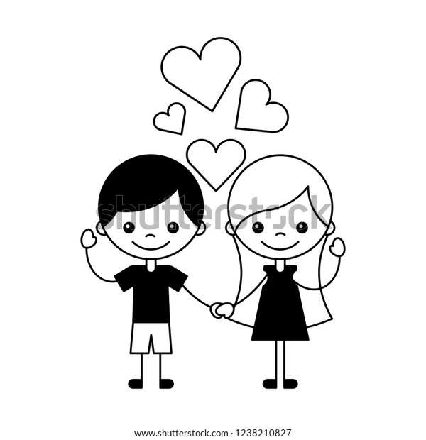 Boy Girl Love Hearts Cartoon Stock Vector Royalty Free