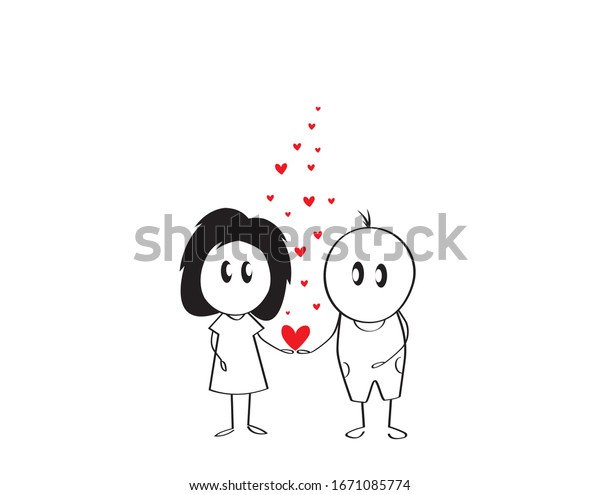 Boy Girl Love Holding Hands Cartoon Stock Vector Royalty Free