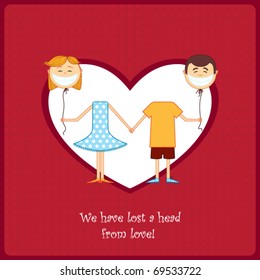 Boy and girl in love.  Vector card