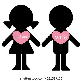Boy and girl with lovers in hearts