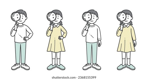 boy and girl with magnifying glass