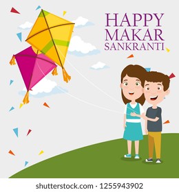 boy and girl with makar sankranti celebration