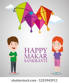 boy and girl with makar sankranti event