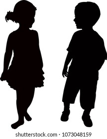 Boy Girl Making Chat Silhouette Vector Stock Vector Royalty Free