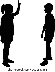 a boy and a girl making chat, silhouette vector