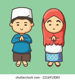 Boy And Girl Muslim And Muslimah Wearing Islamic Dress And Hijab