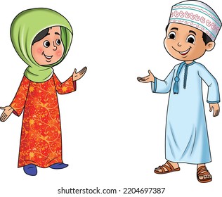 A boy and a girl from Oman standing