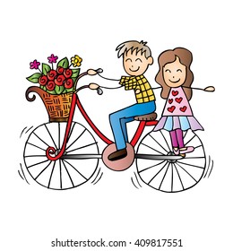 Boy and girl on bike
