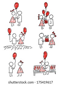 boy and girl on a date. sketch